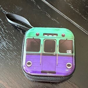 Retro Green and Purple Train Design Metal mini Case-/bag charm-NWT